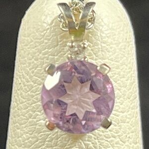 Amethyst & White Topaz Sterling Silver Pendant & Link Chain